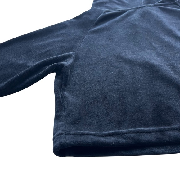 Elite Collection Women’s Med Black Velour Half Zip Drawstring Crop Hoodie 75145E - Picture 9 of 15